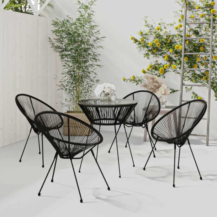 Gossi set mobilier de exterior, 5 piese, negru, ratan pvc