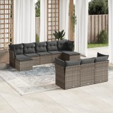 Gossi set mobilier de gradina cu perne, 10 piese, gri, poliratan