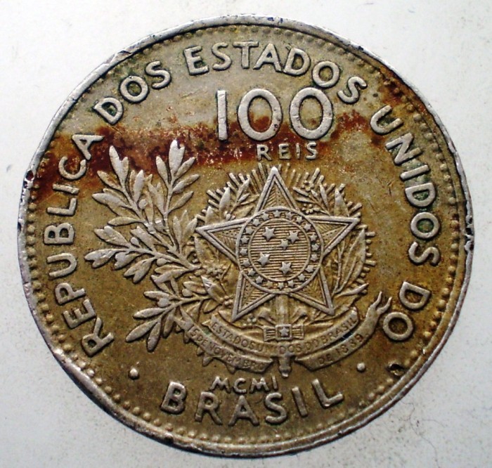 7.009 BRAZILIA 100 REIS 1901