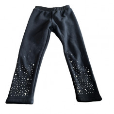 Pantaloni lungi de fetita , culoarea negru , model cu strasuri , marimea 4-5 ani