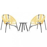 Cumpara ieftin Set scaune de gradina 3 buc Poly Ratan negru si galben
