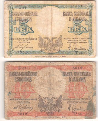 SV * Albania LOT 5 LEKE (F+) - 10 LEKE (G) 1940 * Sub ocupatie Italia WWII foto