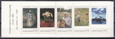 Finlanda 1987 - Centenarul Muzeului de Artă &amp;bdquo;Ateneul&amp;rdquo;, Carnet, 2 Poze, MNH foto