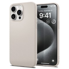Husa pentru iphone 15 pro, spigen liquid air, natural titanium foto