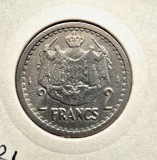 Monaco 2 Francs 1943 ( ND ) moneda aluminiu km # 121 tiraj mic rara