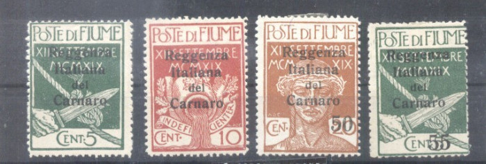 Fiume Reggenza del Carnaro 1920 Definitives Mi.3 4 11 12 MH AM.535