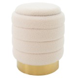Cumpara ieftin Taburet hol cufar cu spatiu de depozitare Dazzle boucle crem - auriu D36x44cm