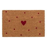 Covoras intrare casa PVC fibre cocos maro rosu Inimioara 75x45x1 cm