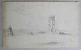 Hunstanton Lighthouse Norfolk penita pe hartie manuala cca 1800-1840, Peisaje, Cerneala, Altul