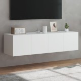 Cumpara ieftin Comode TV de perete cu lumini LED, 2 buc., alb, 60x35x31 cm