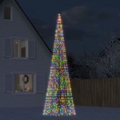 vidaXL Pom de Crăciun LED pe st&acirc;lp 1534 LED-uri colorate 500 cm