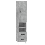 Cumpara ieftin Dulap inalt, gri beton, 34,5x34x180 cm, lemn prelucrat