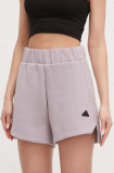 Cumpara ieftin Adidas pantaloni scurți Z.N.E femei, culoarea violet, uni, high waist IS3926