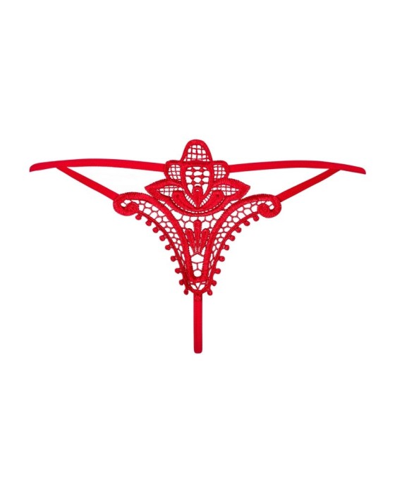 Chilot string cu broderie florala in partea din spate Luiza thong red L/XL