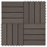 Plăci podea &icirc;n relief, WPC, 11 buc, 30x30 cm, 1 mp, maro &icirc;nchis, vidaXL