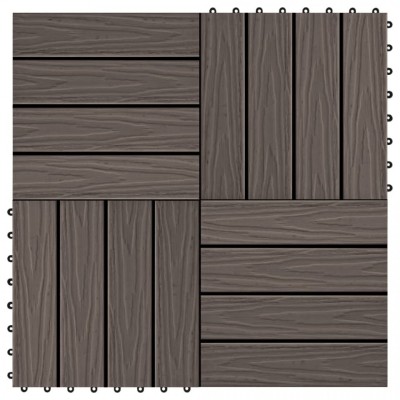 Plăci podea &amp;icirc;n relief, WPC, 11 buc, 30x30 cm, 1 mp, maro &amp;icirc;nchis foto