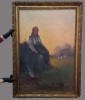 Cornel Raţiu (1882-1939)-Păstoriţa, pictură mare, pe p&acirc;nză, datată 1914, de colecţie, Scene gen, Ulei, Realism