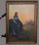 Cornel Raţiu (1882-1939)-Păstoriţa, pictură mare, pe p&acirc;nză, datată 1914, de colecţie