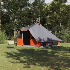 vidaXL Cort de familie Tipi Manual Gri, Portocaliu 358 x 296 x 258 cm