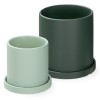 Set 2 ghivece pentru plante Navaris, ceramica, 17 cm si 11 cm, cu farfurii, 56332.3.07