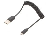 Cablu USB 2.0 Spirala, USB A la Micro USB, Conectori Auriti, Gembird
