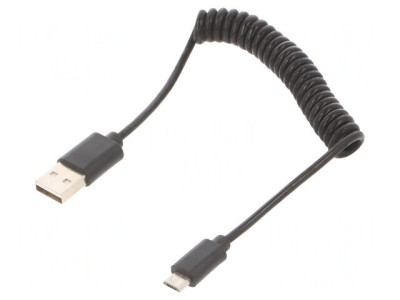 Cablu USB 2.0 Spirala, USB A la Micro USB, Conectori Auriti foto