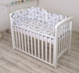 Set lenjerie Amy din bumbac cu protectie laterala pentru pat bebe 120 x 60 cm Forest