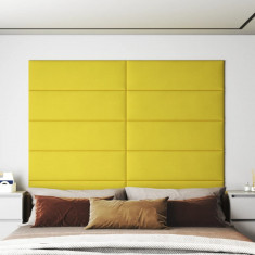 vidaXL Panouri de perete 12 buc. galben deschis 90x30cm textil 3,24 m²