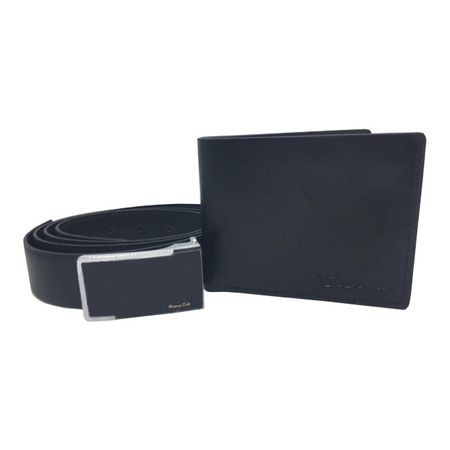 Set cadou pentru barbati, portofel si curea, piele ecologica, negru Set cadou pentru barbati, portofel si curea, piele ecologica, negru