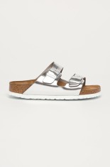 Birkenstock slapi de piele Arizona SFB femei, culoarea argintiu, 1005961