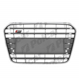 Grila masca fata AUDI A6 (4G/C7), 01.2011-06.2014,cu 2 gauri pentru Senzori de parcare (PDC); cromat/negru; fara emblema, Rapid