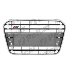 Grila masca fata AUDI A6 (4G/C7), 01.2011-06.2014,cu 2 gauri pentru Senzori de parcare (PDC); cromat/negru; fara emblema foto