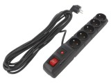 Prelungitor cu 5 Prize și Protecție la Supratensiune 5M Negru