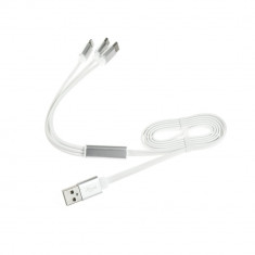 Cablu Date &amp;amp; Incarcare 3in1 - MicroUSB / Lightning / Tip C (Alb) foto