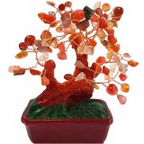 Copac pietre semipretioase Carneol, piatra acțiunii, pom Feng Shui cu ghiveci 16 cm rosu