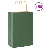 vidaXL Saci de h&acirc;rtie 50 buc cu m&acirc;nere verde 21x11x31 cm