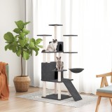 VidaXL Ansamblu de pisici, st&acirc;lpi din funie sisal, gri &icirc;nchis, 154 cm
