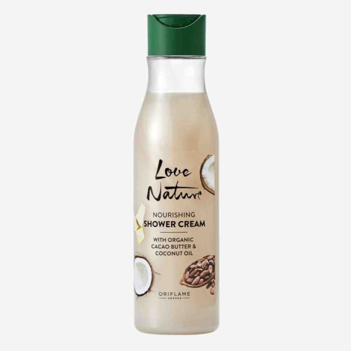 Cremă duş hrănitoare cu unt de cacao&amp;ulei de nucă de cocos organice Love Nature