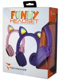 Techmade Headphones Funny Led Bt + Microfon Purple Android Devices|Apple Devices|PC