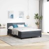 VidaXL Pat cu Arcuri și Saltea Gri &icirc;nchis 140 x 200 cm țesătură 3339111