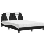 Cumpara ieftin Pat, Viana, cu saltea, negru si alb, 140x190 cm, piele ecologica