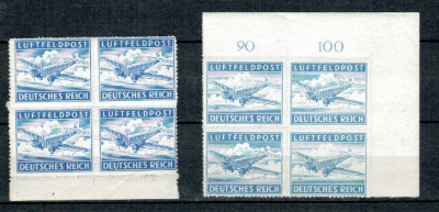 Deutsches Reich 1942 - Luftfeldpost, 2 blocuri de 4 nuante difer foto