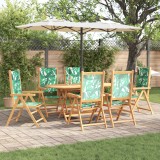 vidaXL Set de Dining pentru Grădină cu 7 Piese și Model de Frunze din Lemn Solid de Acacia