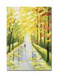 Cumpara ieftin Tablou peisaj alee in parc pictat manual, Pe drumul meu, 70x50cm ulei in cutit efect 3D, Spectaculos