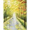 Tablou peisaj alee in parc pictat manual, Pe drumul meu, 70x50cm ulei in cutit efect 3D, Spectaculos