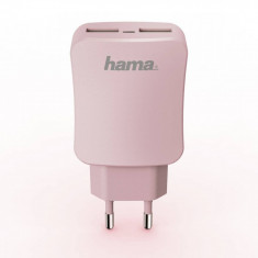 Incarcator retea Hama 178214 Design Line 2x USB 3.4A roz foto