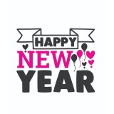 Sticker decorativ, Happy new year ,Negru , 67 cm, 7008ST-3