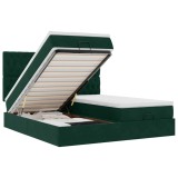 Cumpara ieftin Cadru de pat otoman cu saltele Verde inchis 200x200cm catifea