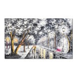 Tablou pictat manual, Impreuna pe aleea vietii, 100x60cm ulei pe panza in cutit, efect 3D, gata de expus pe perete