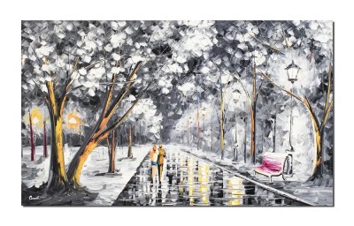 Tablou pictat manual, Impreuna pe aleea vietii, 100x60cm ulei pe panza in cutit, efect 3D, gata de expus pe perete foto